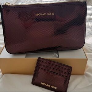 New ways in box Michael Kors Burgundy Clutch and Card Holder